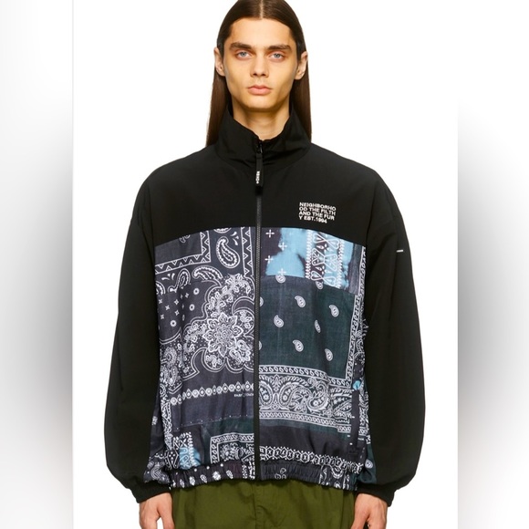 Neighborhood Jacket Bandana Oversized Japan Designer Chopped Track Black Mens - Picture 2 of 15